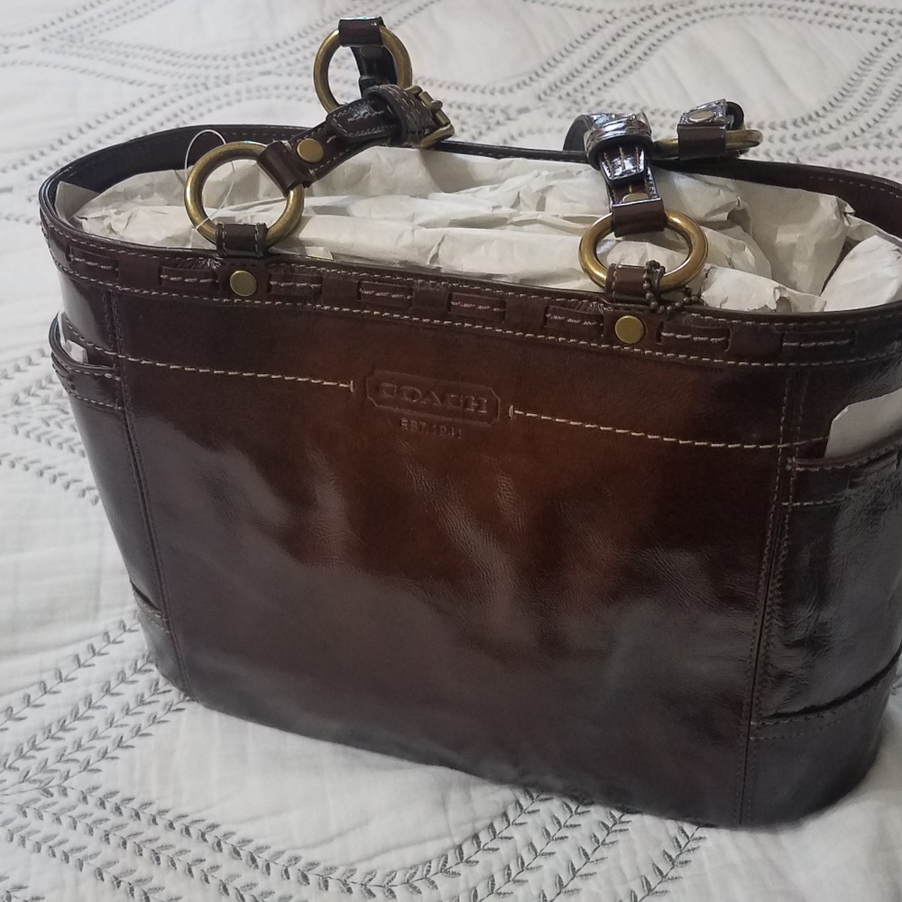 Coach Brown Patent Gal Tote